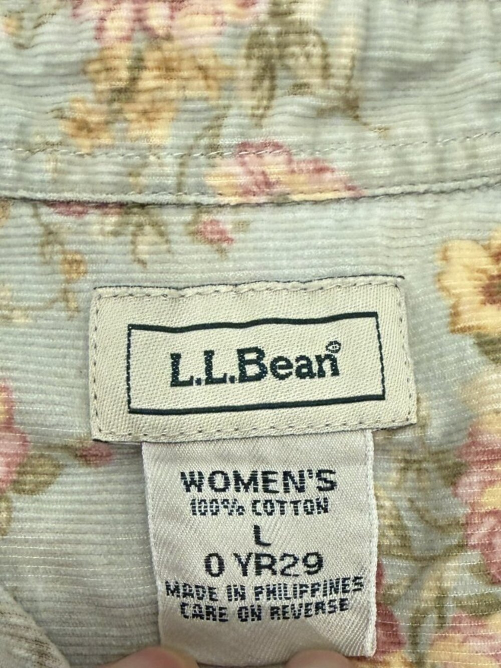 L.L. Bean Women's L Floral Corduroy Shirt Y2K 90s Cottagecore Prairie Roses - Picture 3 of 9
